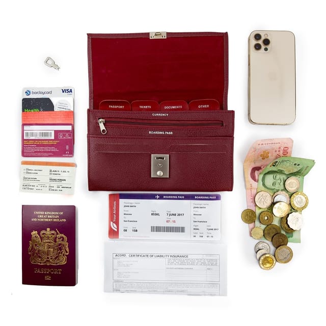 Woodland Leathers Woodland Leathers Men's RFID Passport Holder Travel Document Organiser Wallet in Burgundy - 2