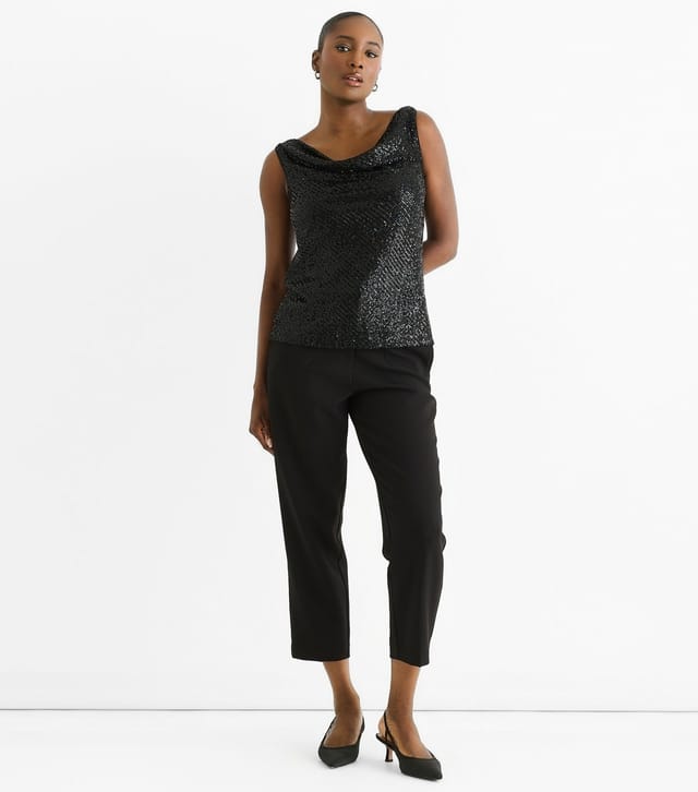 Gini London Women's Black Cowl Neck Sequin Top Gini London New Look - 2