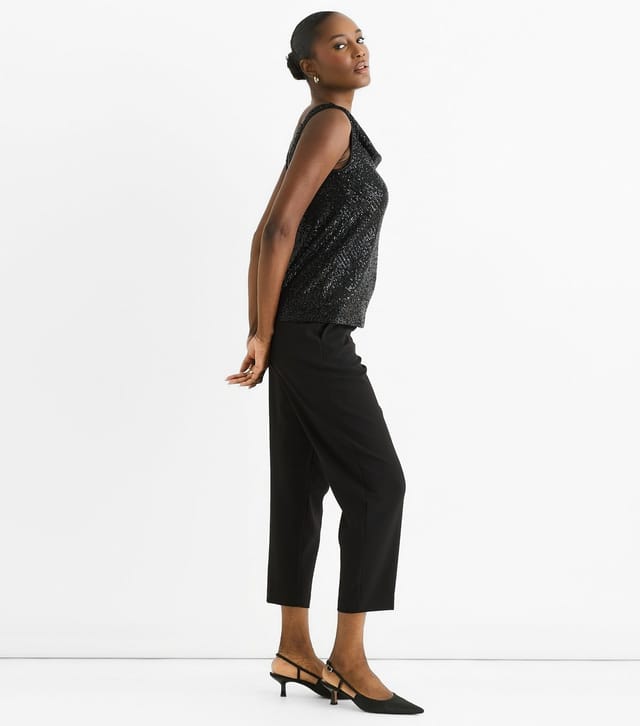 Gini London Women's Black Cowl Neck Sequin Top Gini London New Look - 3