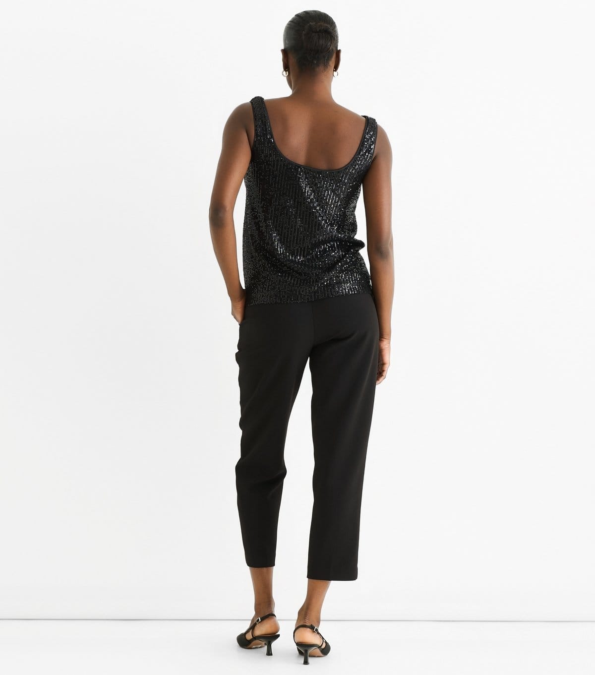 Gini London Women's Black Cowl Neck Sequin Top Gini London New Look - 4