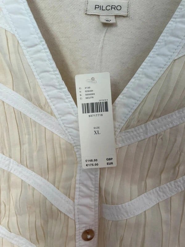 Anthropologie Cream Long-Sleeve Button-Front Mini Dress XL