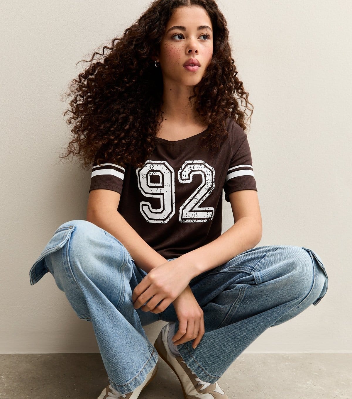 New Look Dark Brown Airtex Slash Neck Football Top New Look - 4