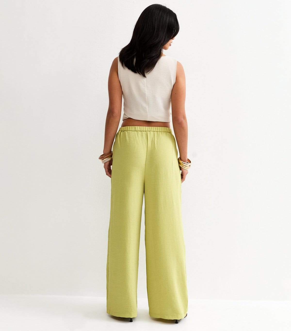 New Look Women's Petite Light Green Pleated Wide Leg Trousers New Look - 4