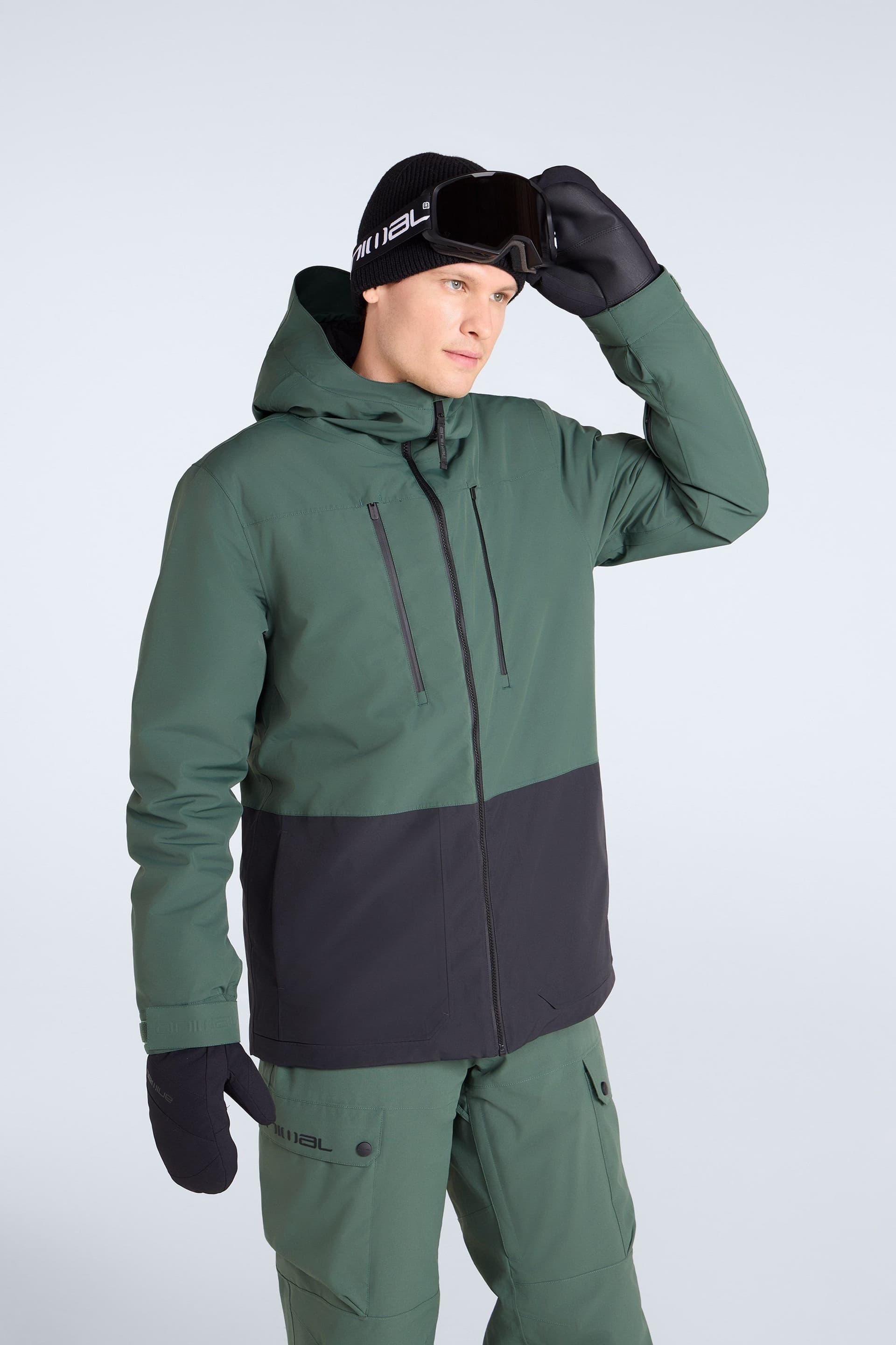 Animal Animal Men's 'Zephyr' Waterproof Comfortable Insulated Hooded Winter Ski Jacket in Green
