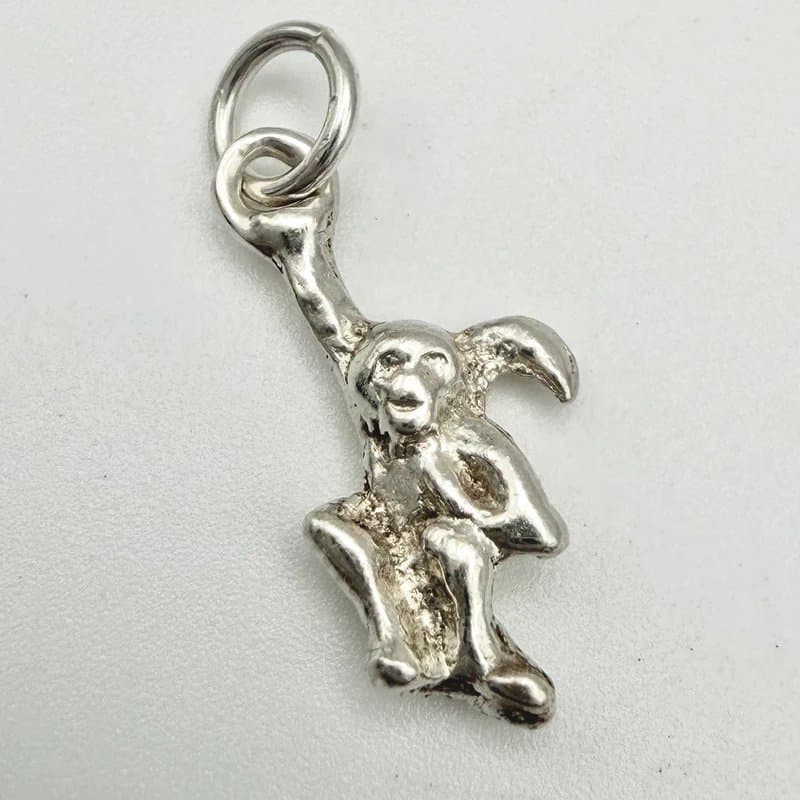 no brand Vintage 925 Sterling Silver Monkey Charm Pendant