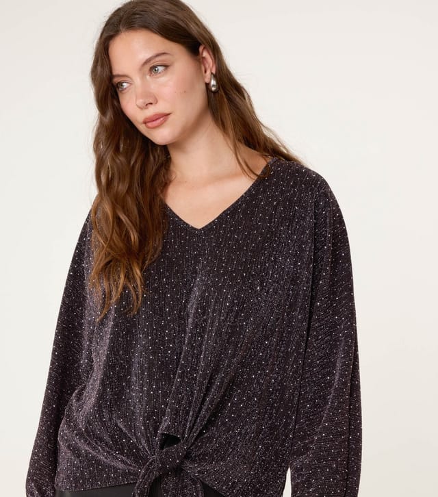 Blue Vanilla Women's Bronze Tie Front Top Blue Vanilla New Look - 3