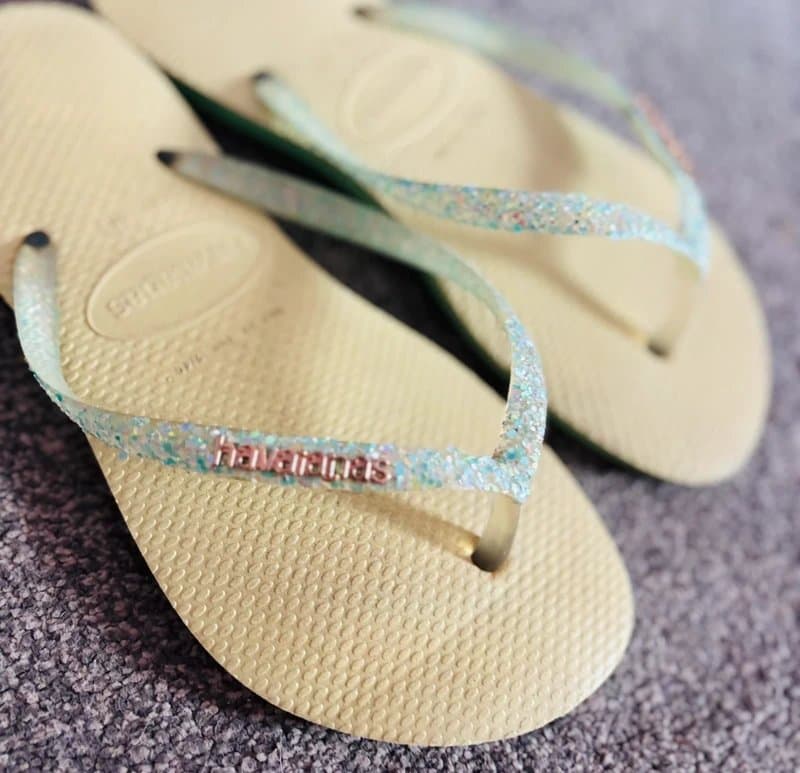 Havaianas Havaianas 37-38 Green glitter sandals flip flops holiday beach festival 4-5 same day post
