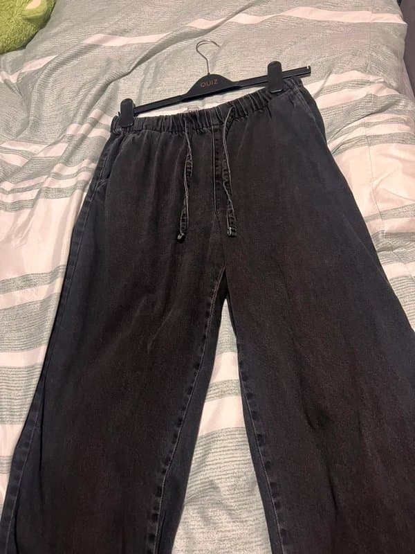 New Look Black denim cord trousers  (size 8) - new look