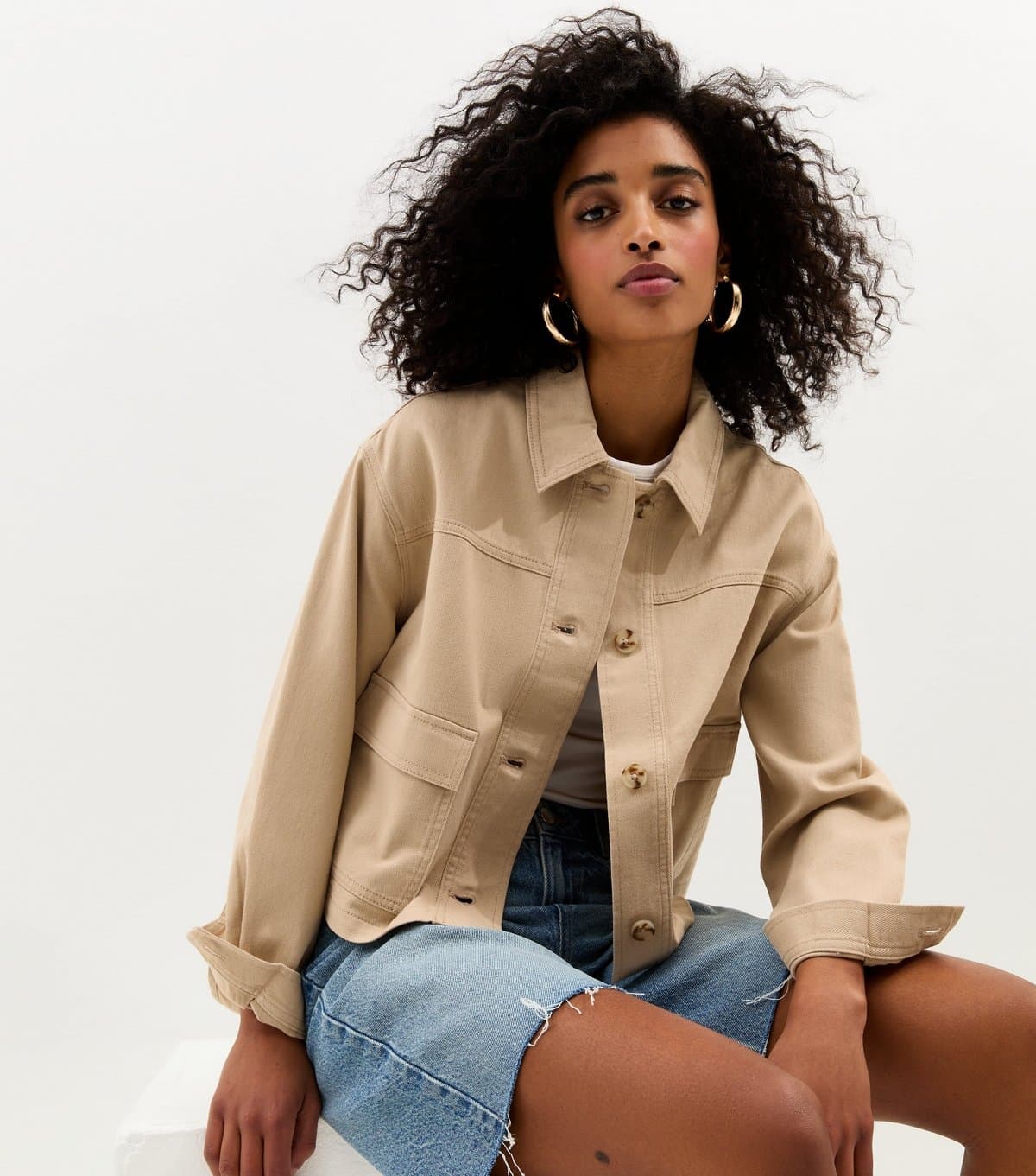 New Look New Look Stone Cotton Shacket