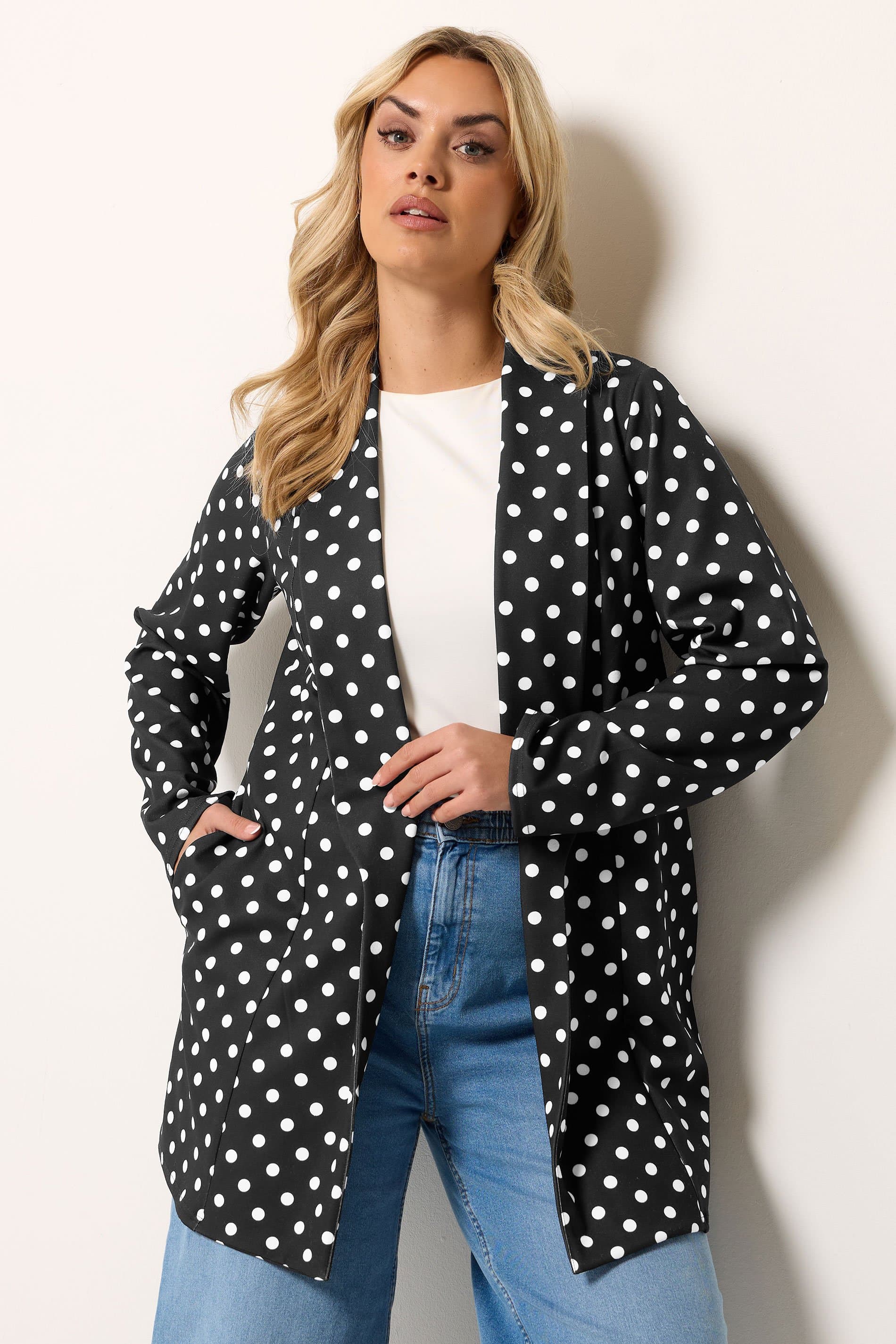 Yours Plus Size Black Polka Dot Blazer