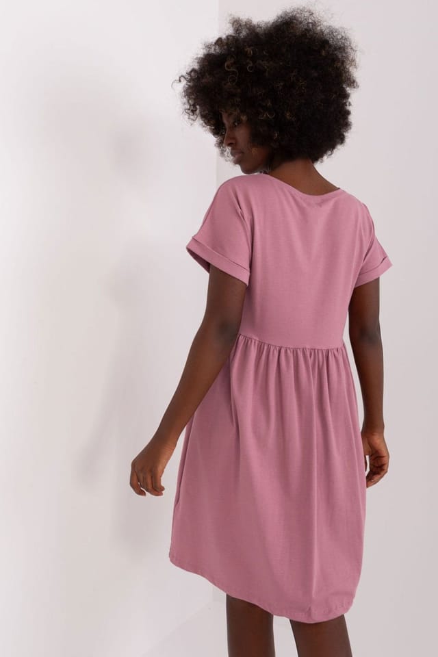 Love Lace Love Lace Women's Cotton Flared Unbuttoned Day Dress in Pink - 3