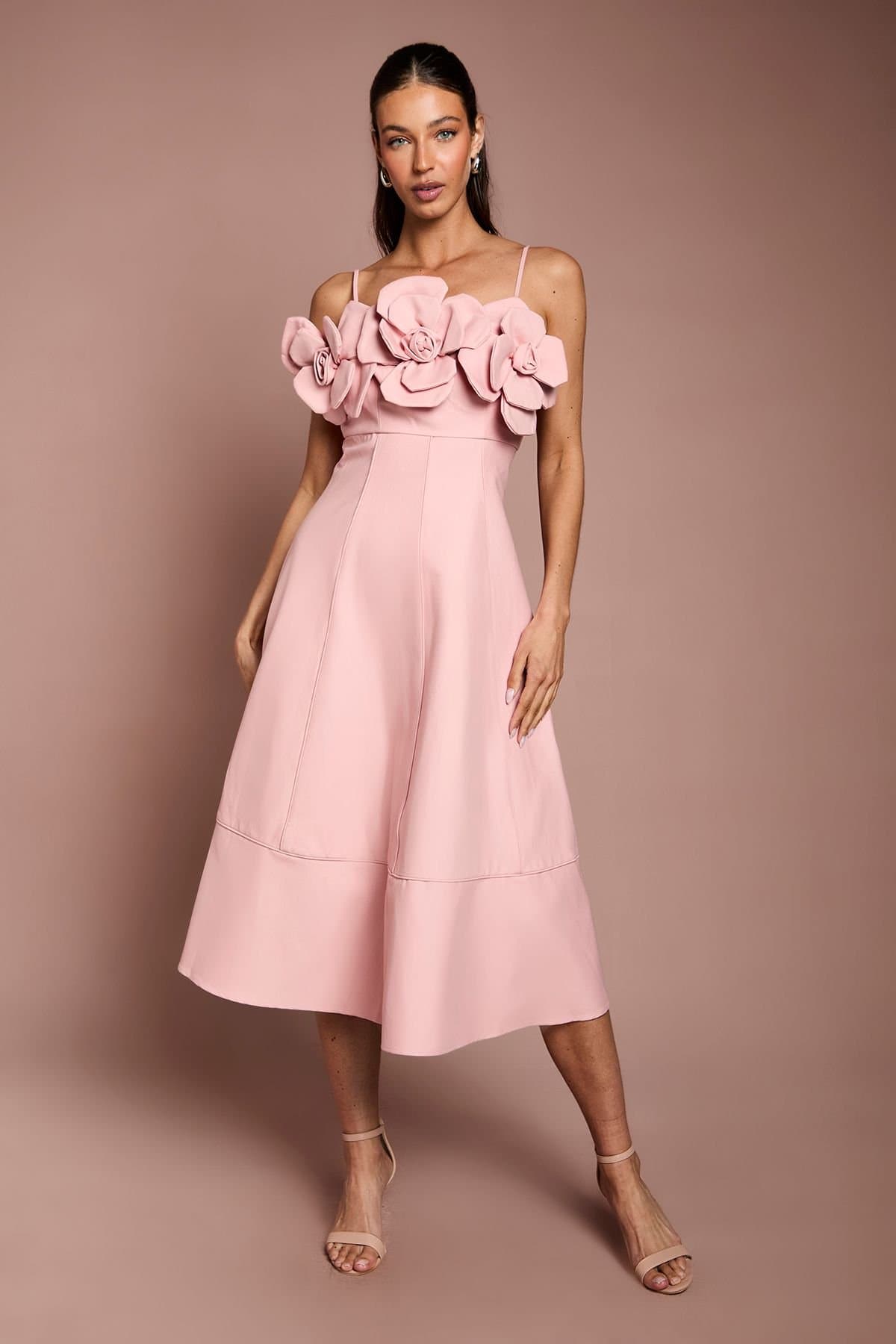 Coast Coast Women's Corsage Cotton Midi Dress in Blush