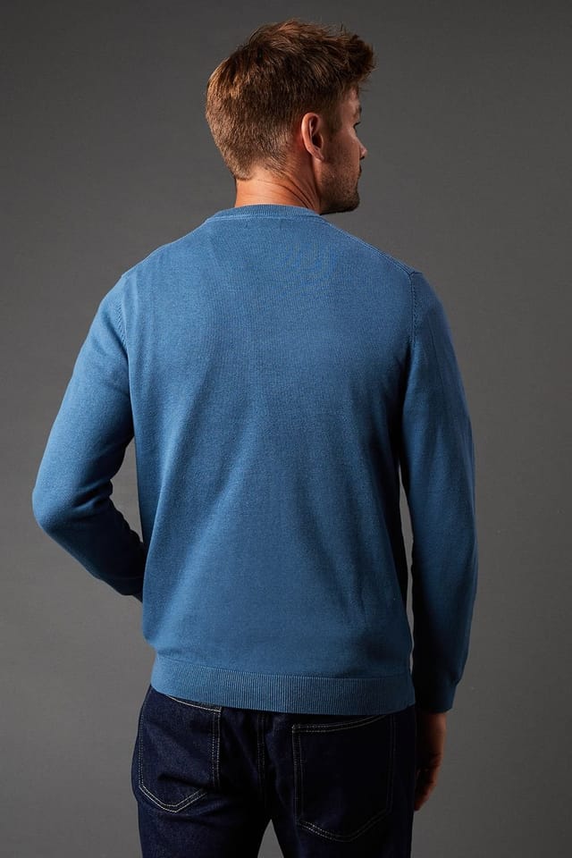 Burton Burton Men's Link Yoke Crew Neck Jumper in Mid Blue - 3