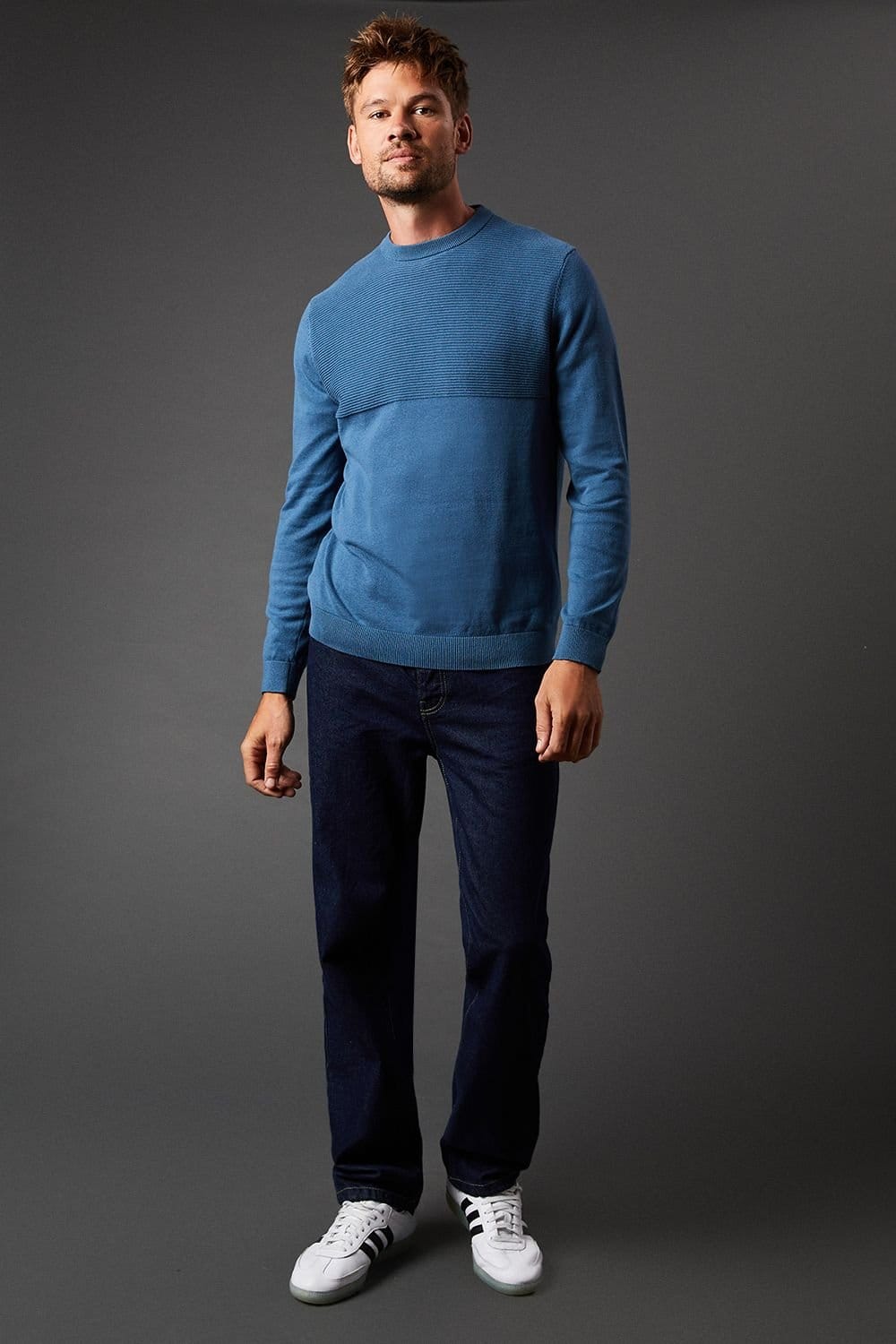 Burton Burton Men's Link Yoke Crew Neck Jumper in Mid Blue - 4