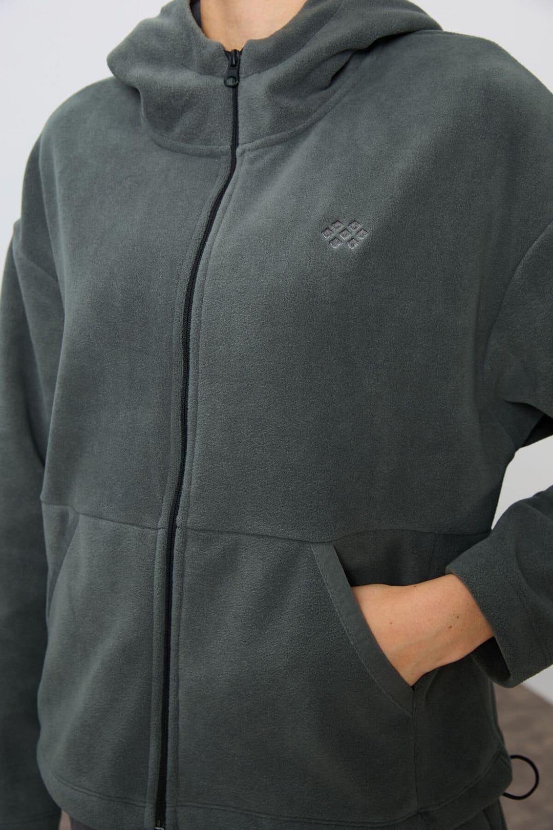 Tommy Life Tommy Life Women's Oversized Hooded Zipper Tracksuit Set in Dark Green - 4