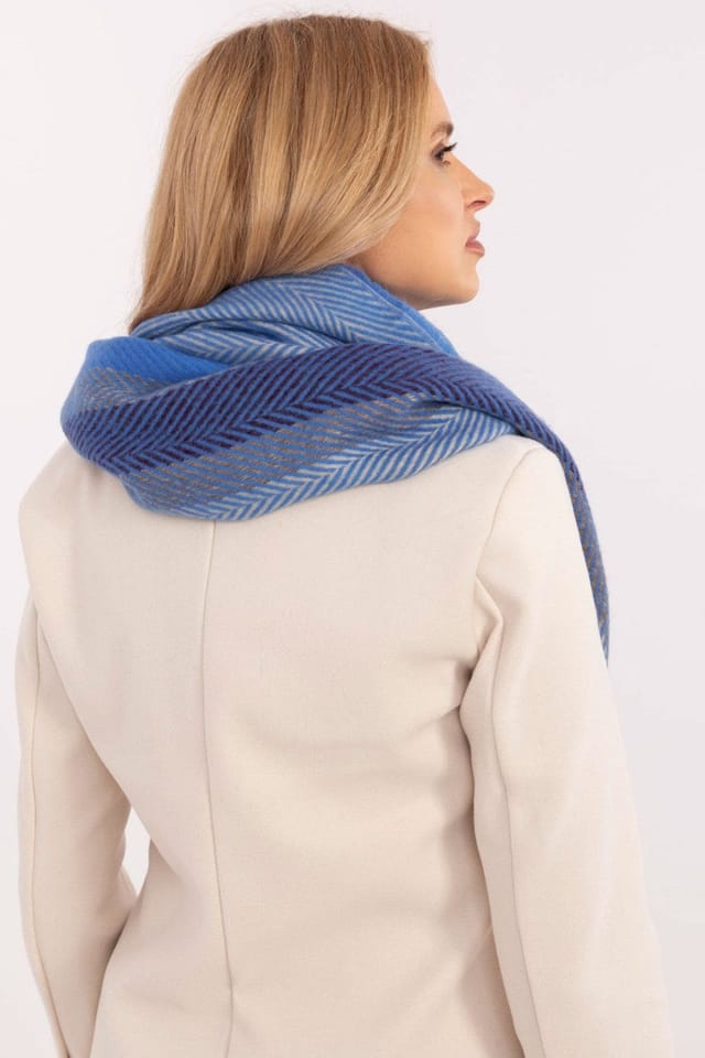 Love Lace Love Lace Women's Stylish Winter Striped Soft Viscose Scarf with Fringe Ends in Blue - 3