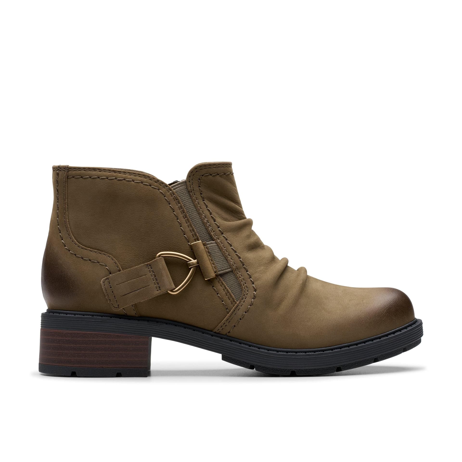 Clarks Clarks Women's Hearth Clara Slate Nubuck Ankle Boots in Brown