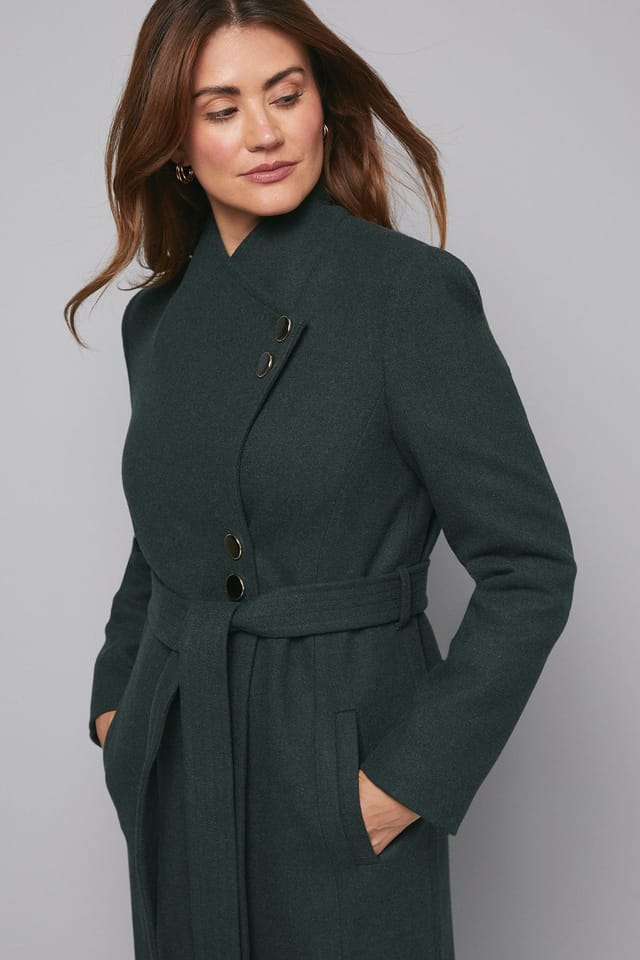 Wallis Wallis Women's Belted Maxi Coat in Green - 2