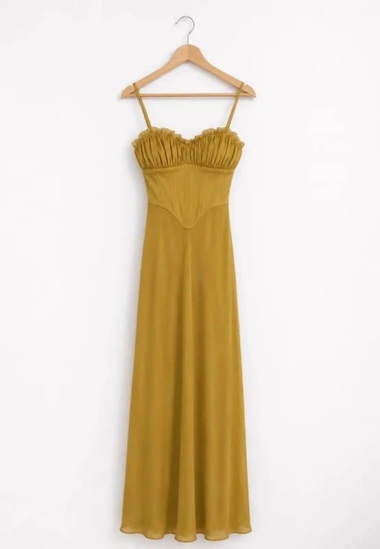 ASOS Design ASOS Design Ochre Mustard Corset Maxi Dress UK 8 – New With Tags