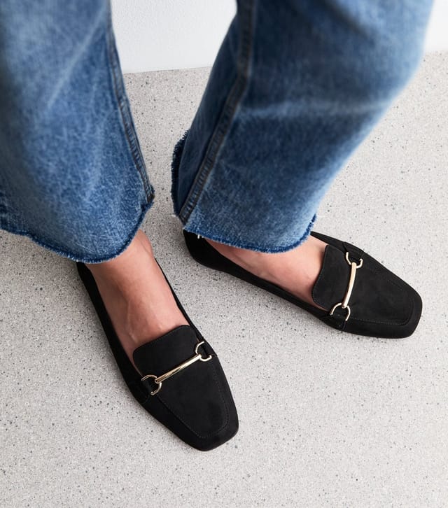 New Look Women's Black Faux Suede Snaffle Detail Loafers New Look - 2