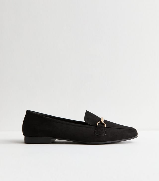 New Look Women's Black Faux Suede Snaffle Detail Loafers New Look - 3