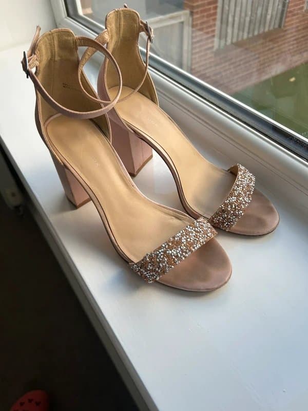 New Look New Look rose gold satin block heels