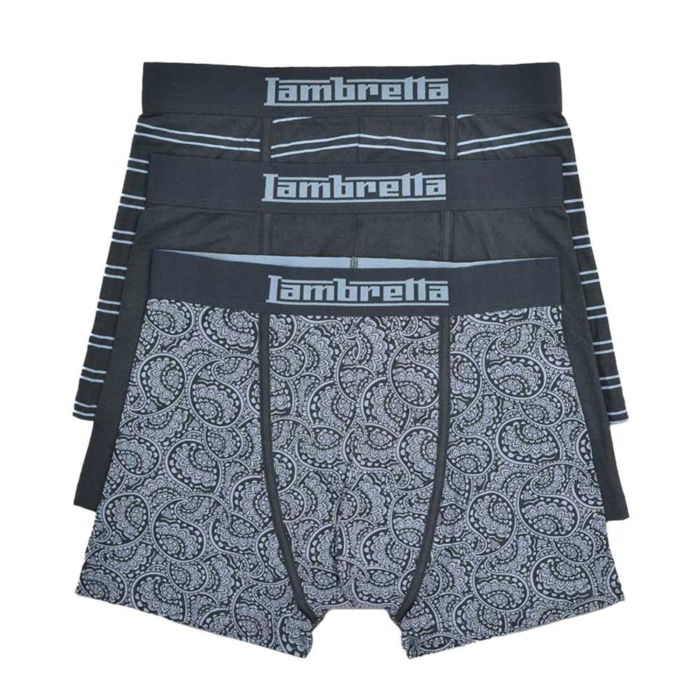 Lambretta Lambretta Men's Paisley Boxer Shorts (Pack of 3) in Dark Grey - 3