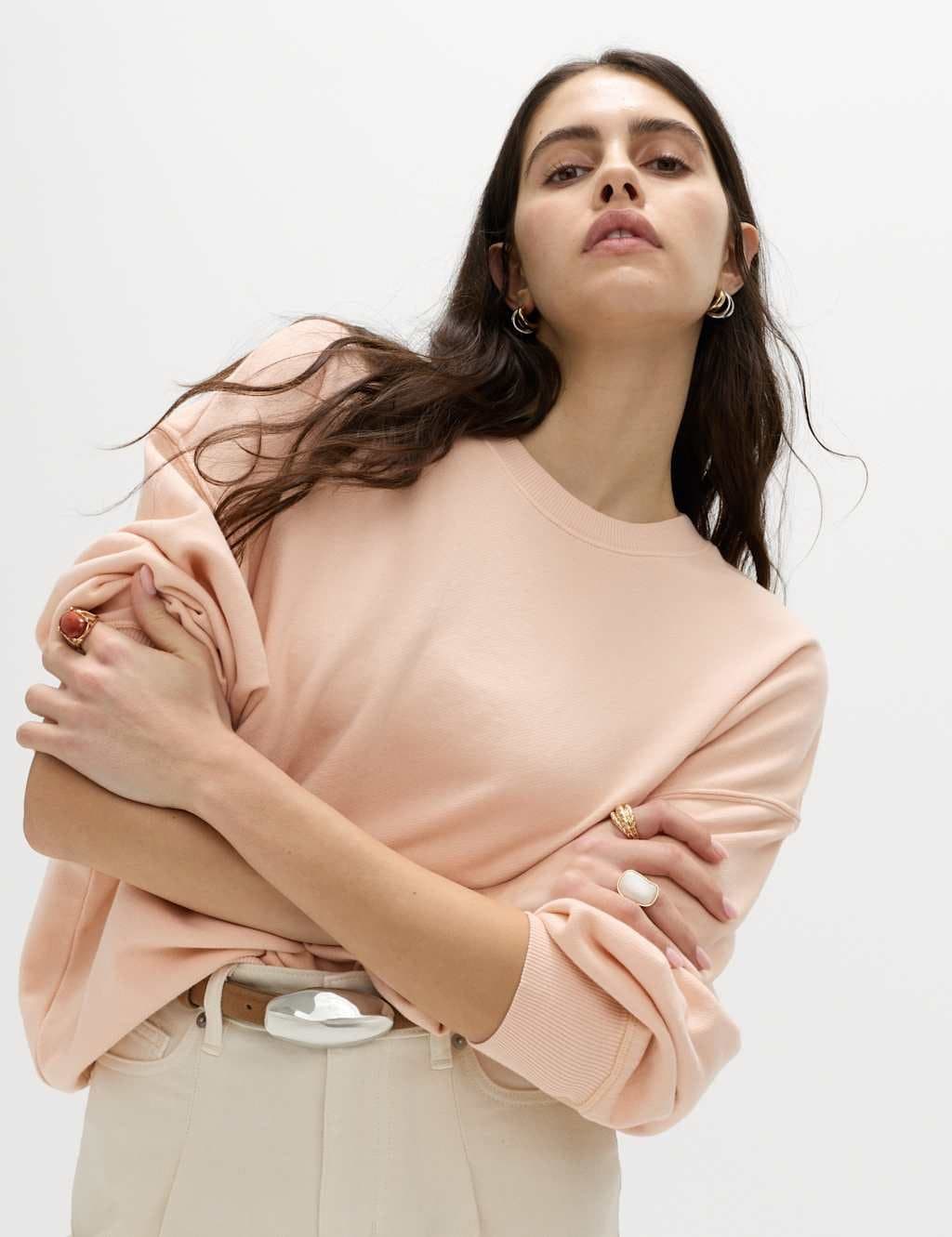 Marks & Spencer M&S Peach Cotton-Rich Sweatshirt