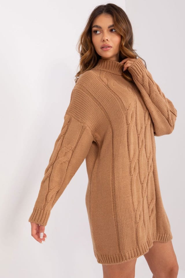 Love Lace Love Lace Women's Turtleneck Long Sleeve Daydress Variegated in Brown - 3