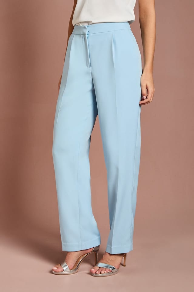 Coast Coast Women's Pleat Front Straight Leg Formal Trouser in Light Blue - 2