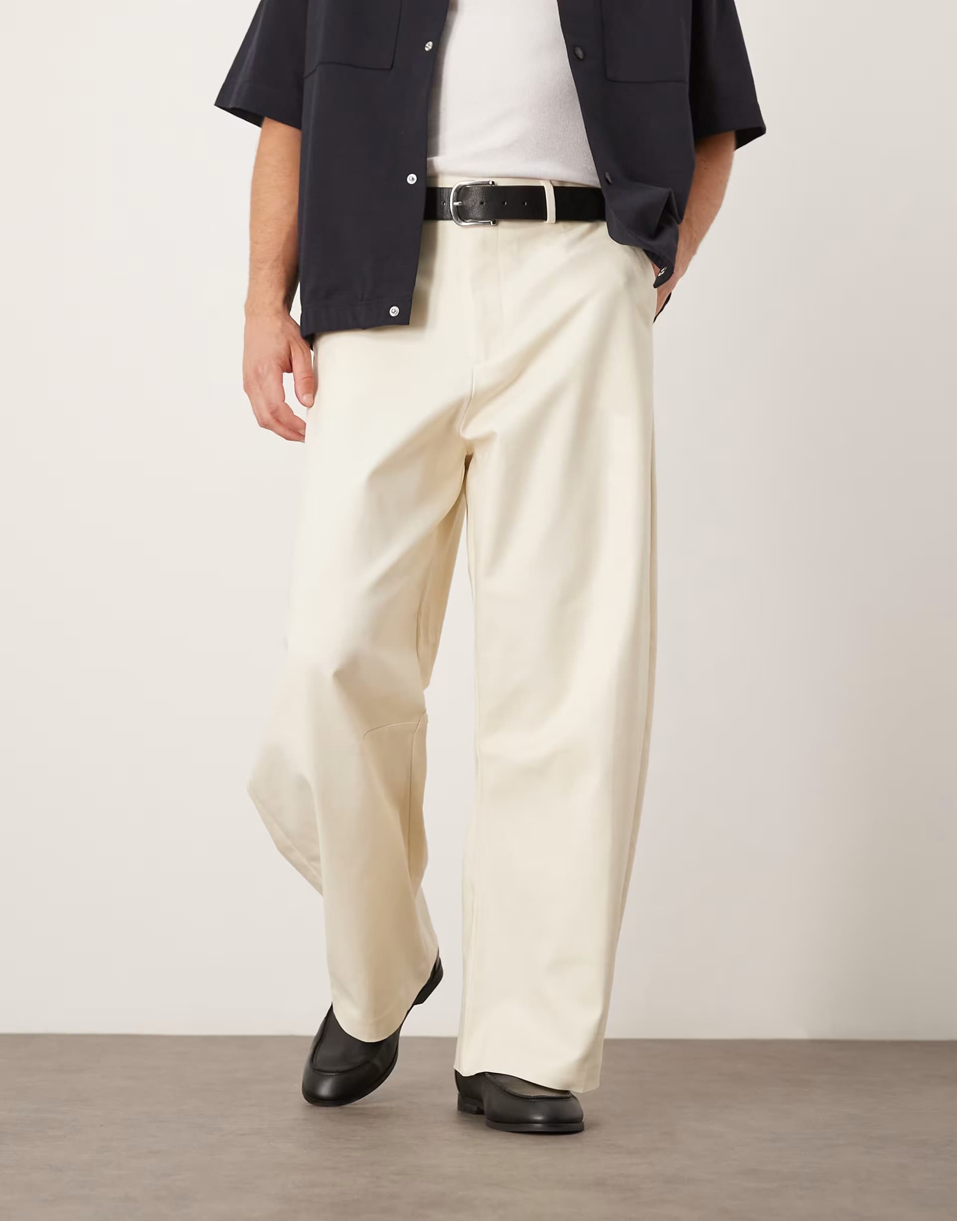 ASOS ASOS DESIGN smart barrel leg cotton chino trousers in white