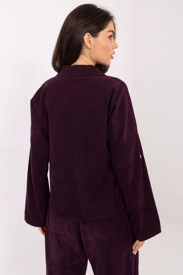 Love Lace Love Lace Women's Corduroy Long Sleeve Button Shirt for Casual in Violet - 3
