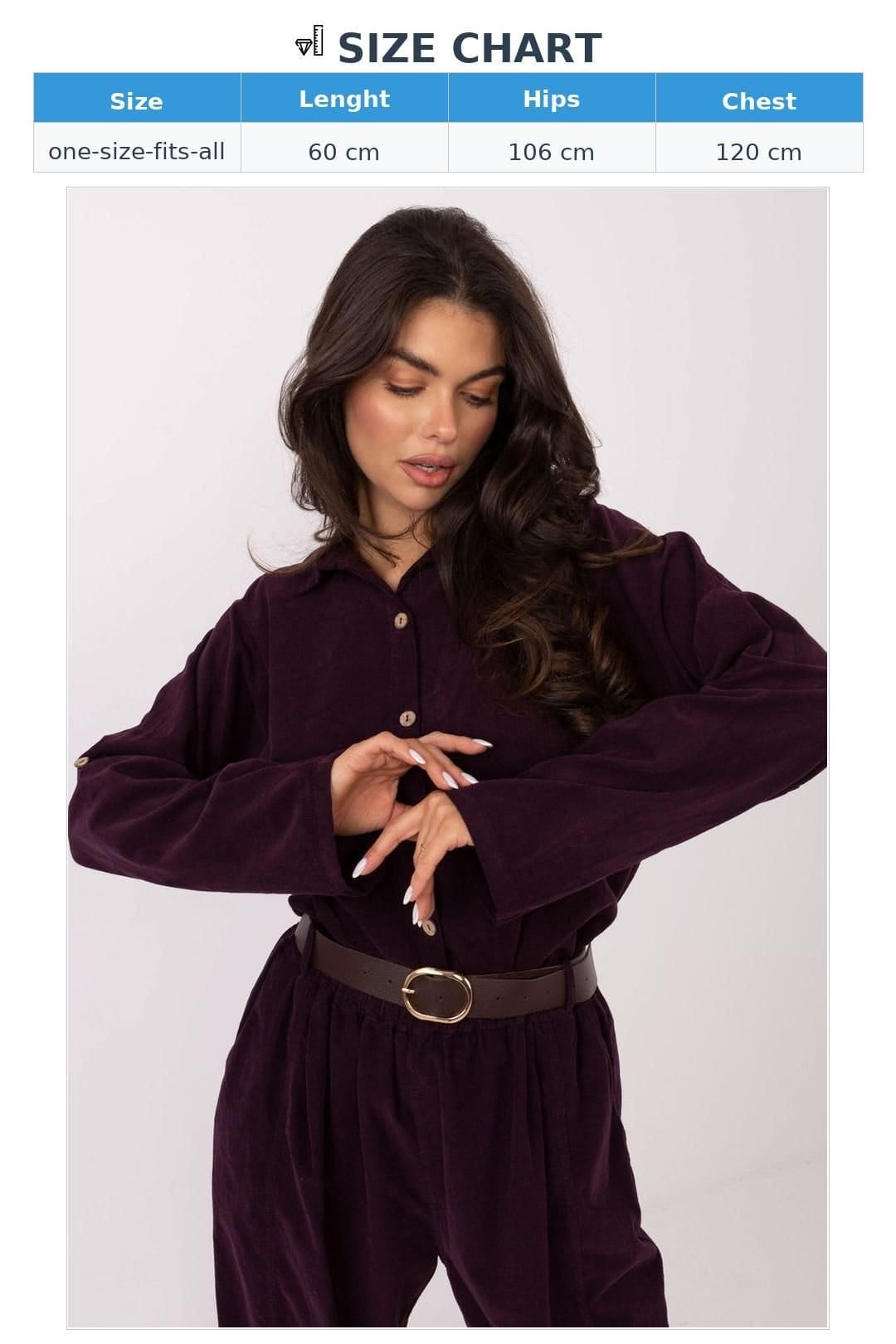 Love Lace Love Lace Women's Corduroy Long Sleeve Button Shirt for Casual in Violet - 4