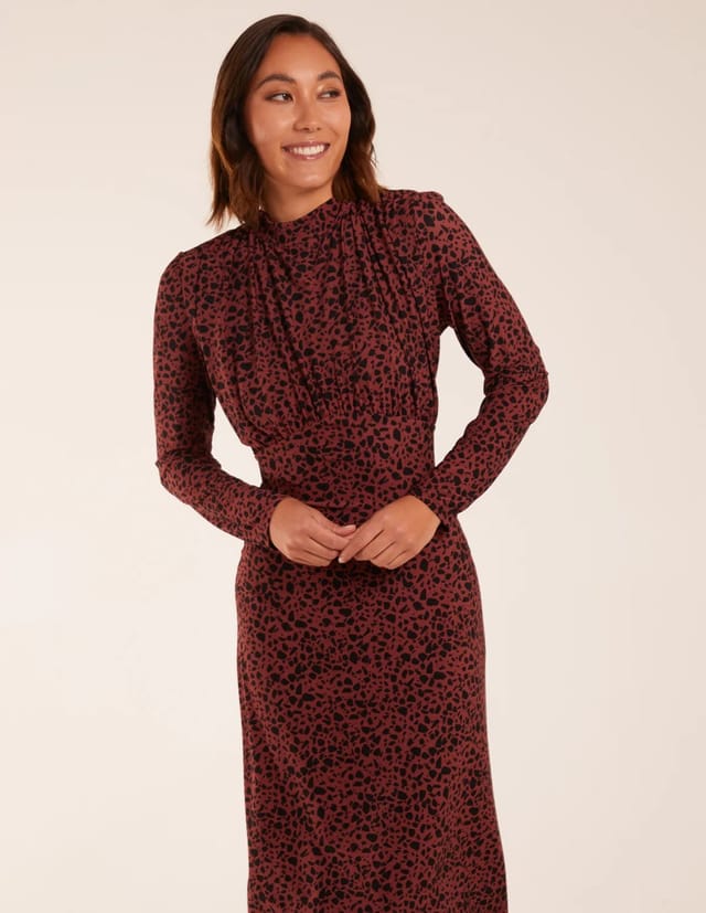 Blue Vanilla Ruched Front Frill Cuff Midi Dress - 3