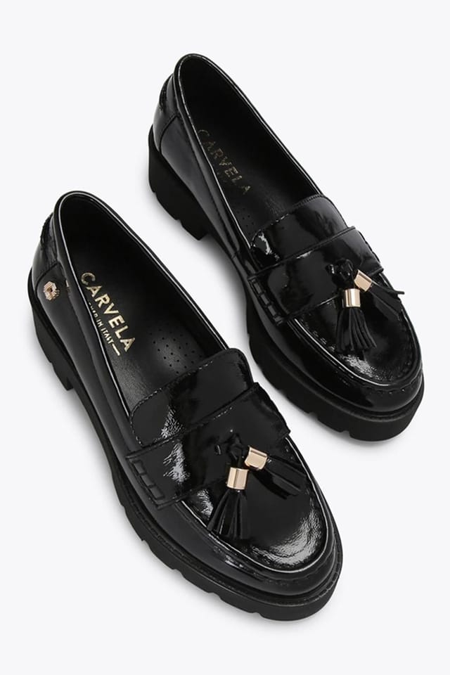 Carvela Carvela Women's 'Snap Chunky Tassel' Patent Flats in Black - 2
