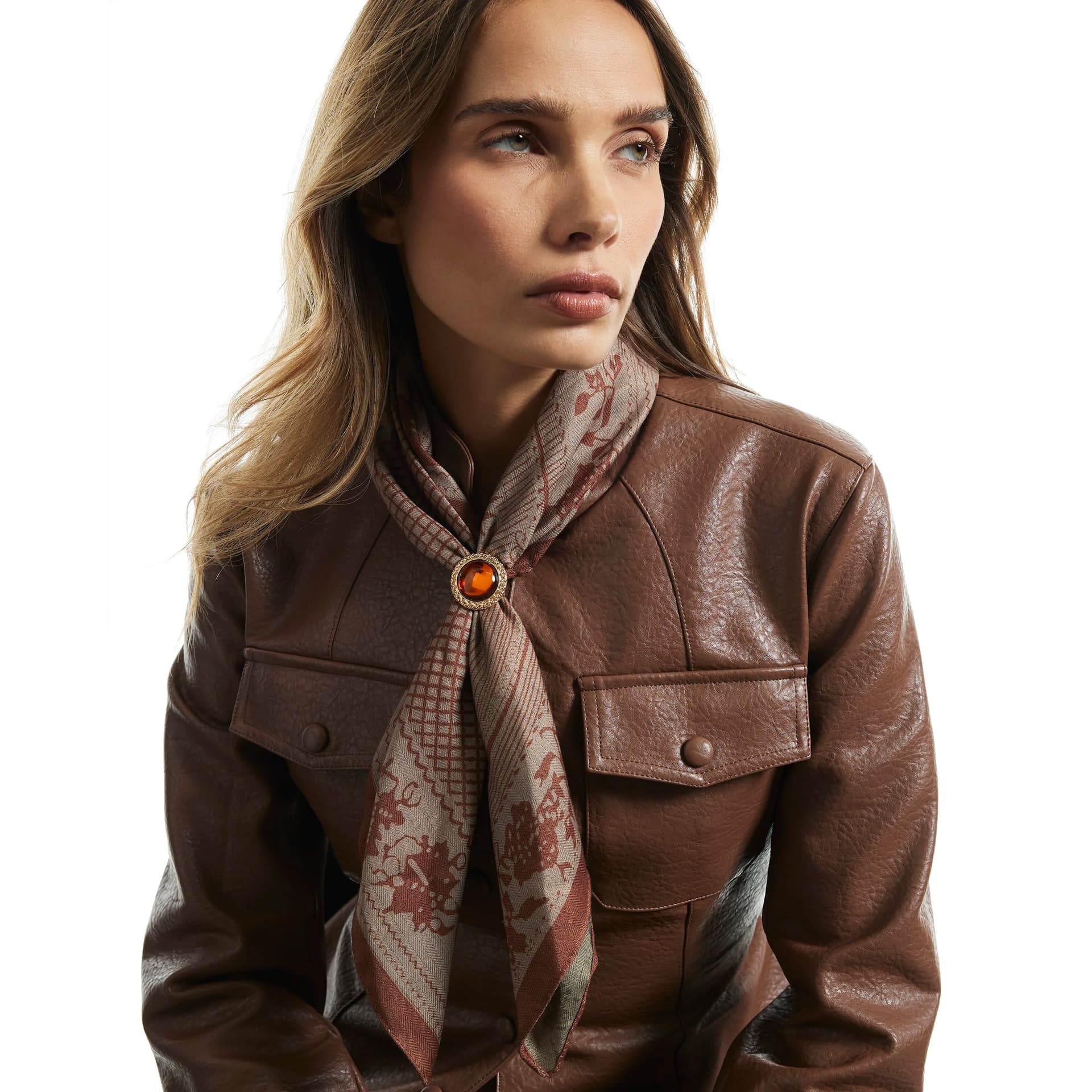 River Island River Island Womens Brown Print Long Scarf