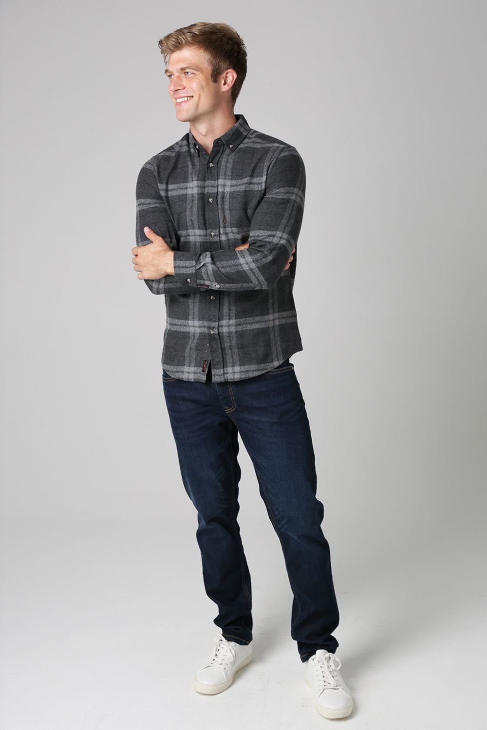 Tokyo Laundry Tokyo Laundry Men's Cotton Printed Long Sleeve Shirt in Charcoal - 3