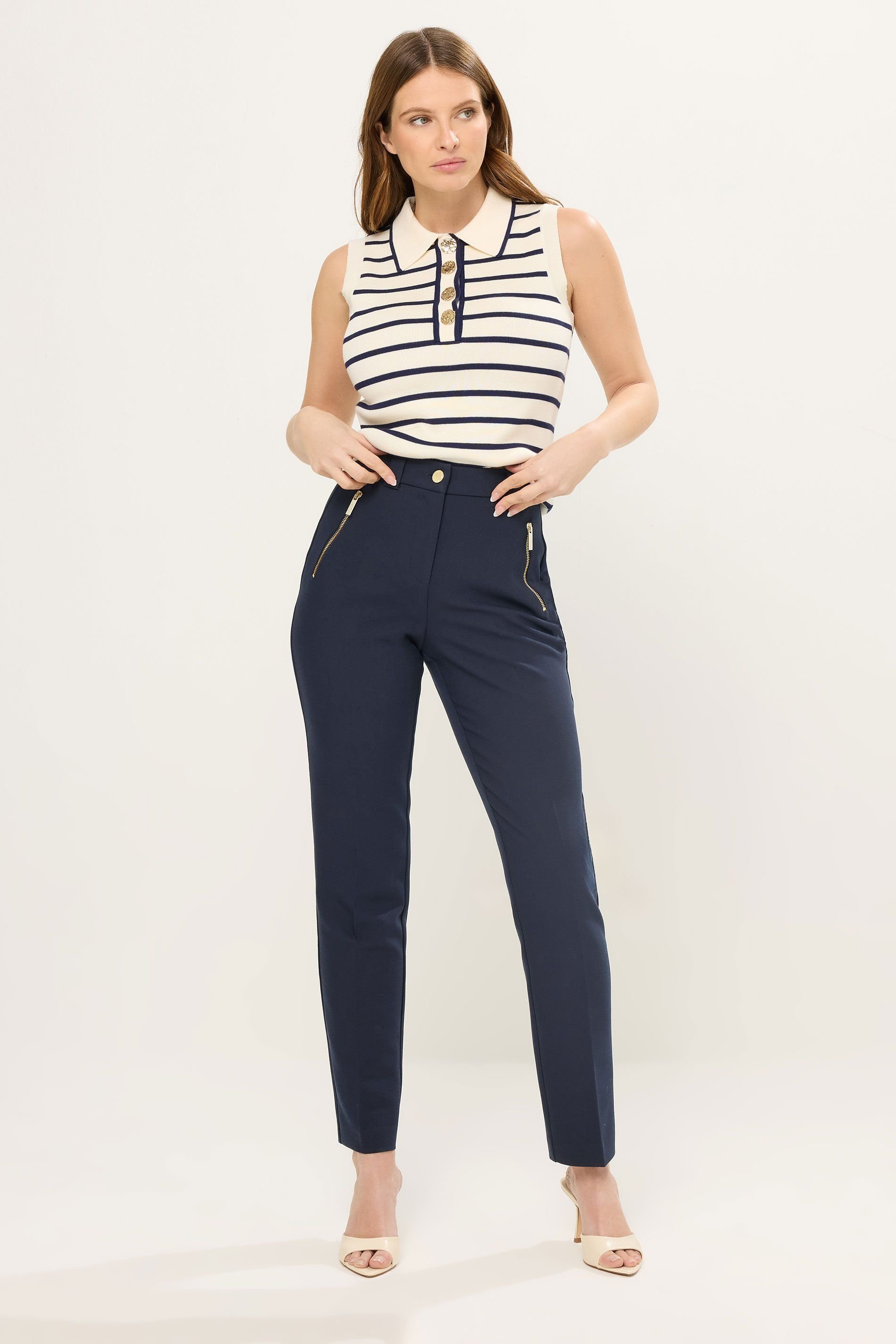 Star By Julien Macdonald Star by Julien Macdonald Women's Tailored Straight Leg Trousers in Dark Navy - 3