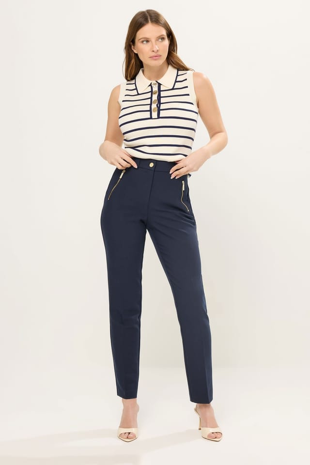 Star By Julien Macdonald Star by Julien Macdonald Women's Tailored Straight Leg Trousers in Dark Navy - 3