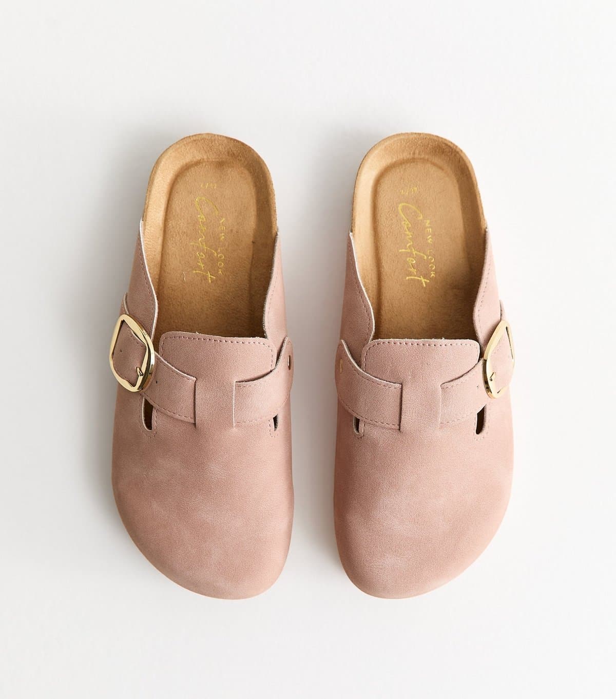 New Look Women's Light Pink Faux Brushed Leather Clogs Vegan New Look
