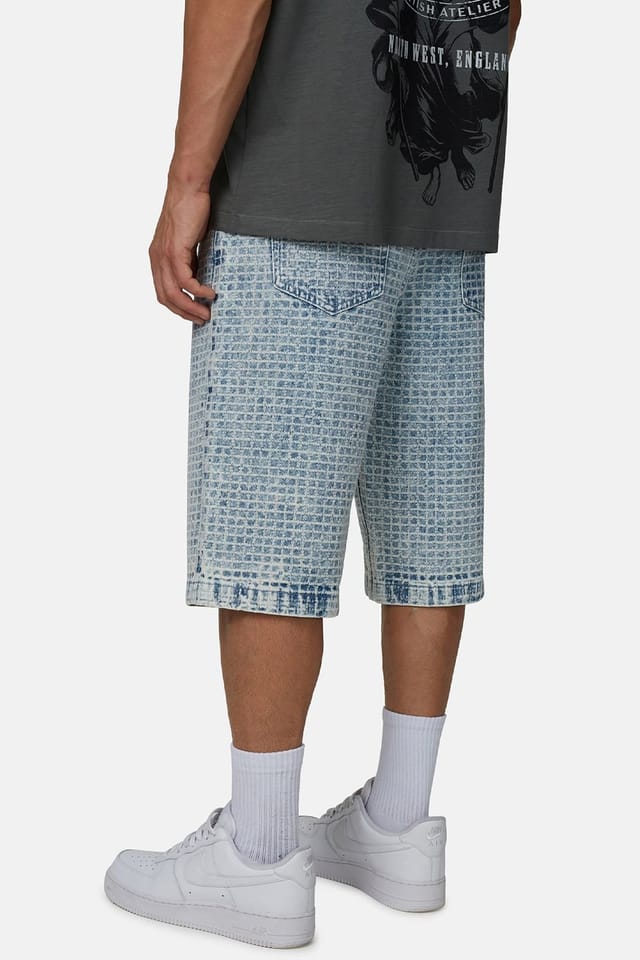 Good For Nothing Good For Nothing Men's Baggy Jacquard Washed Denim Shorts in Blue - 2