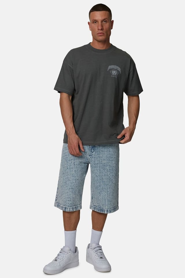 Good For Nothing Good For Nothing Men's Baggy Jacquard Washed Denim Shorts in Blue - 3