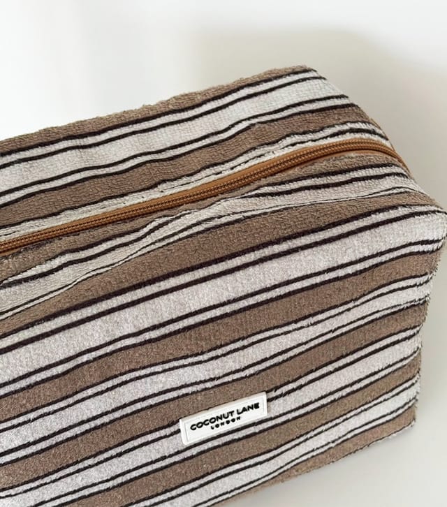 Coconut Lane Brown Retro Stripe Makeup Bag Coconut Lane New Look - 2