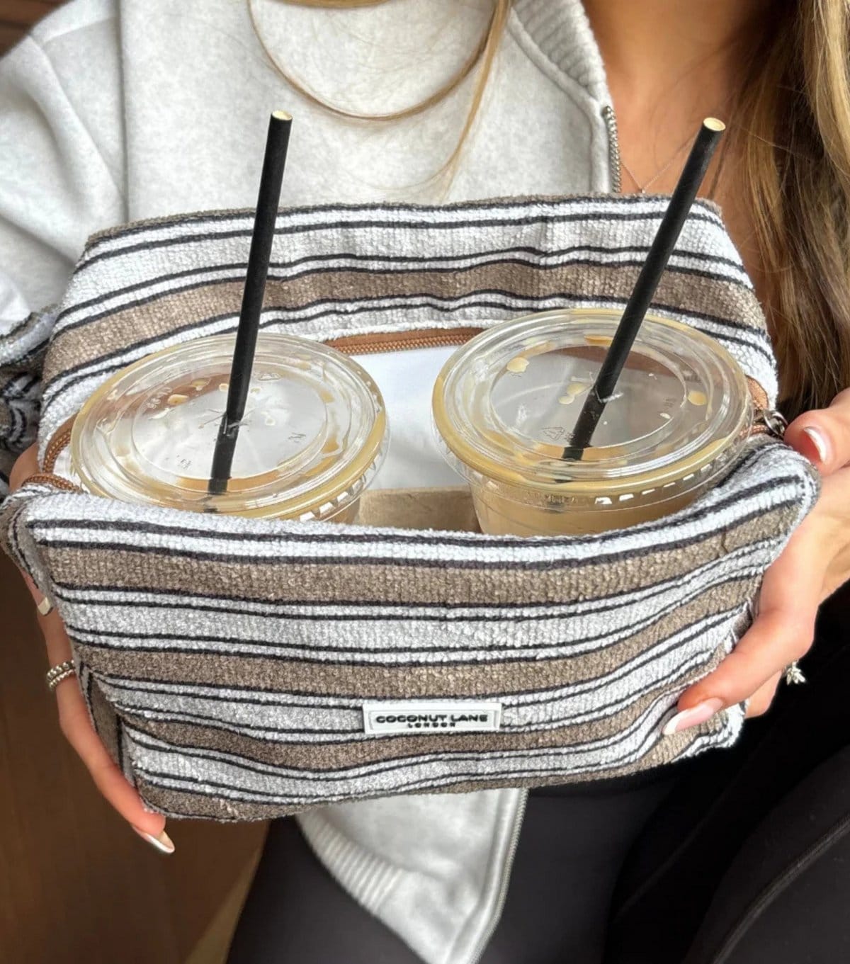 Coconut Lane Brown Retro Stripe Makeup Bag Coconut Lane New Look - 4