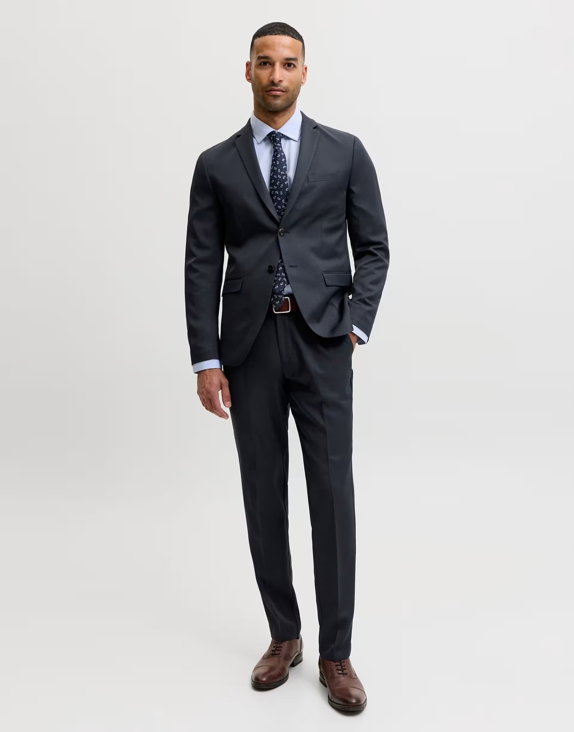 ASOS Jack & Jones Single breasted blazer and tailored trousers in dark navy