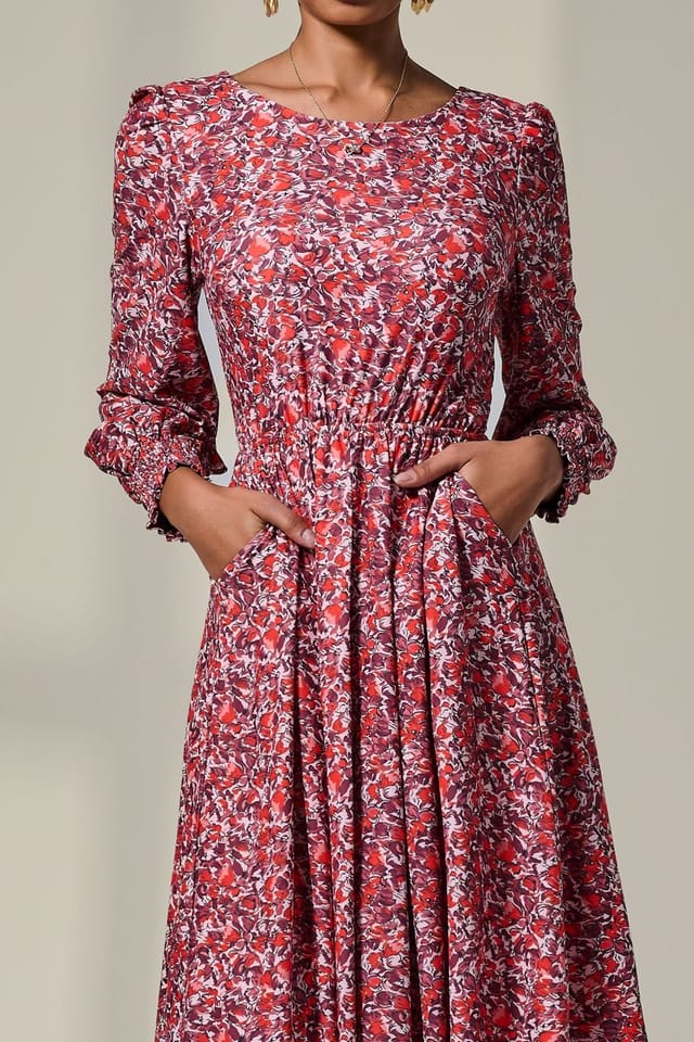 Jolie Moi Jolie Moi Women's Long Sleeve Jersey Midi Dress - 3