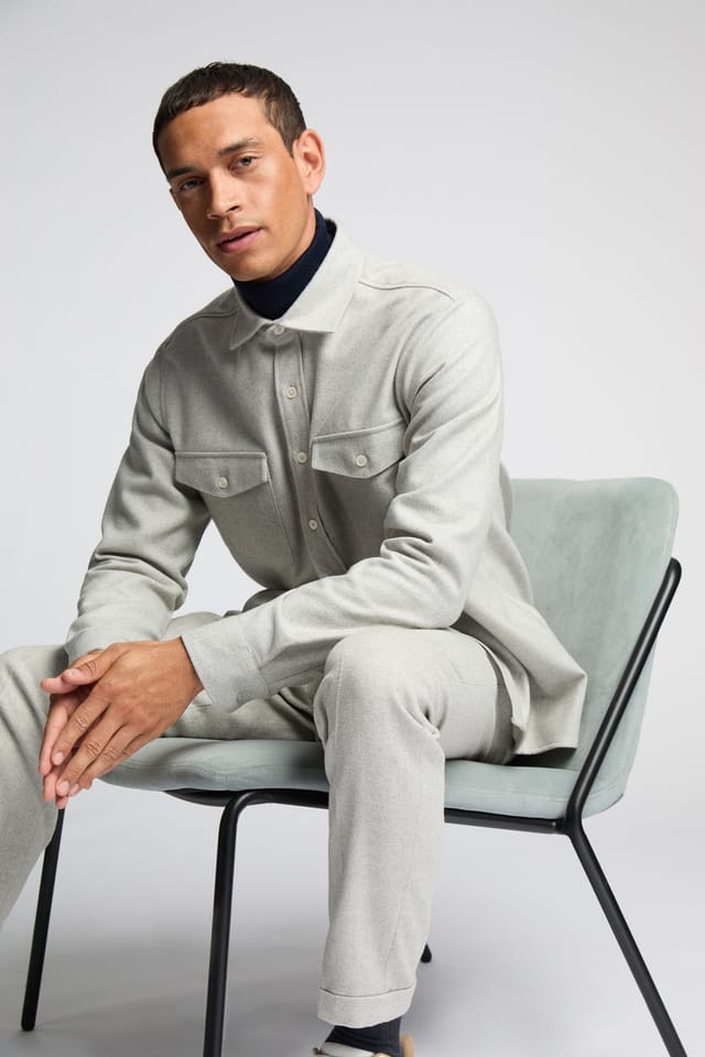 Melka Melka Men's Flannel Trousers With Turn Up in Grey - 2