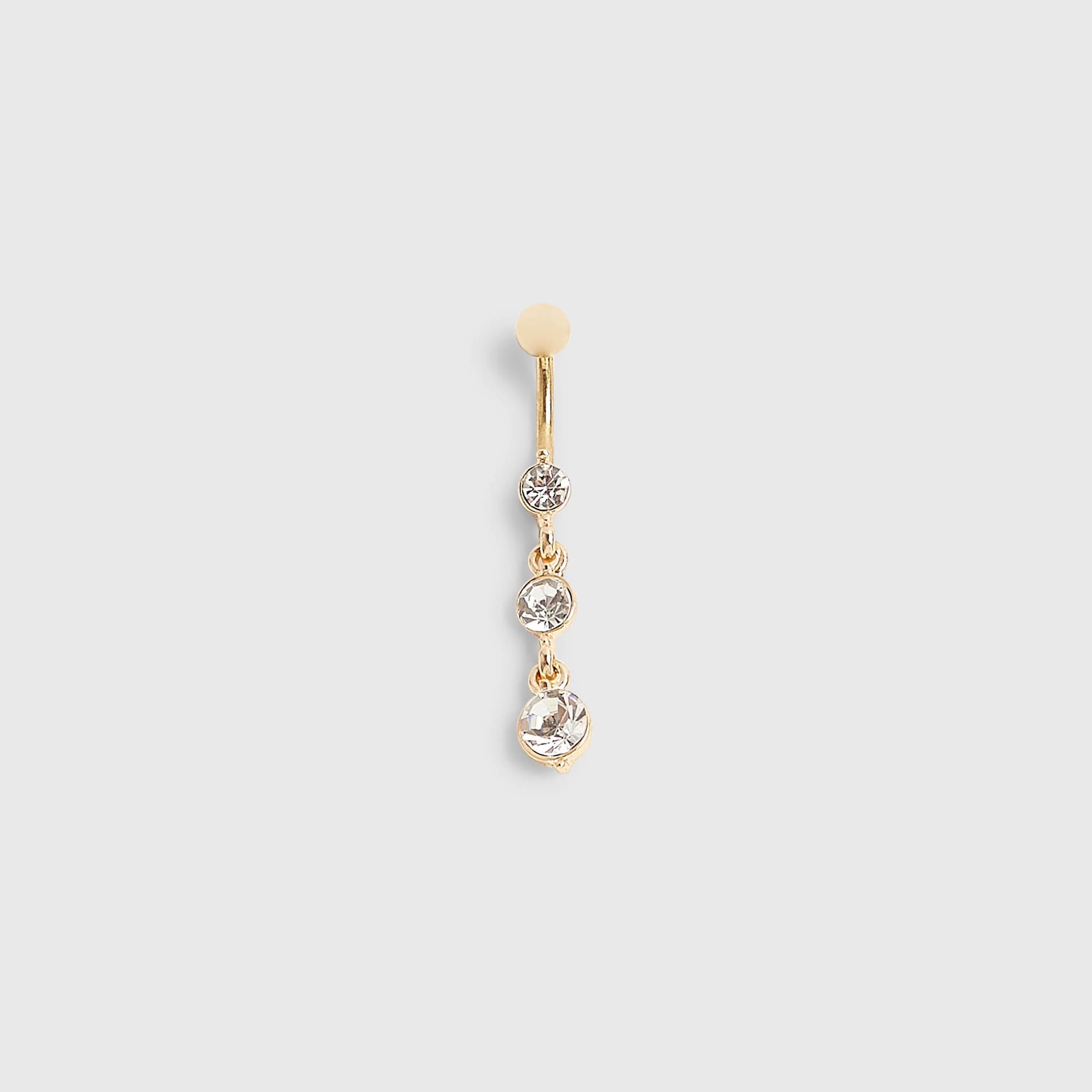 River Island River Island Womens Gold Diamante Drop Belly Bar