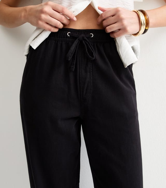 New Look Women's Tall Black Twill Cotton Wide Leg Trousers New Look - 2