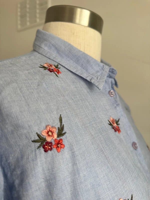 New Look New Look UK Size 8 Embroidered light denim shirt